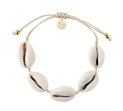 Adriana Pappas Designs Women's White Natural Shell Adjustable Bracelet On Colored Cord - Ivory