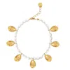Adriana Pappas Designs Women's White Pearl & Gold Shell Charms Anklet - Gold Plated In White