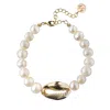 Adriana Pappas Designs Women's White Pearl Bracelet With Shell - Gold Plated In White