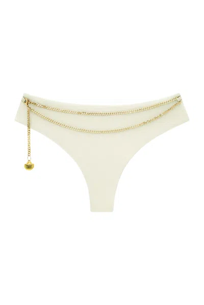 Adriana Pappas Designs Women's White Riviera Bottoms With Chain - Oatmilk