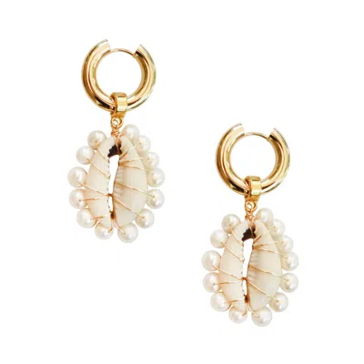 Adriana Pappas Designs Women's White Seashore Earrings - Gold Plated