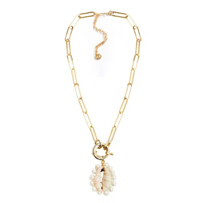 Adriana Pappas Designs Women's White Seashore Necklace - Gold Filled