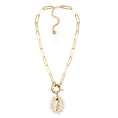 Adriana Pappas Designs Women's White Seashore Necklace - Gold Plated