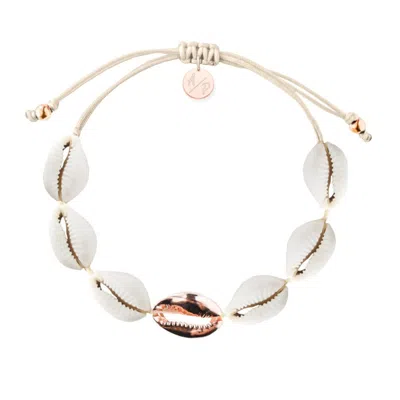 Adriana Pappas Designs Women's White Single Mini Shell Bracelet - Rose Gold