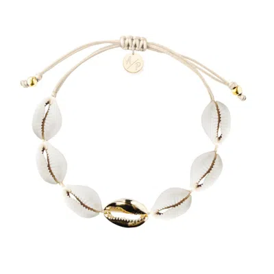Adriana Pappas Designs Women's White Single Mini Shell Bracelet - Gold Plated