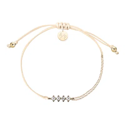 Adriana Pappas Designs Women's Yellow Cz Crystal Bar Bracelet On Colored Cord - Light Peach