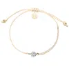 Adriana Pappas Designs Women's Yellow Cz Solitaire Bracelet On Colored Cord - Light Peach In Yellow