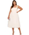 Adrianna Aidan By  Papell Plus Size Crepe & Lace Midi Dress