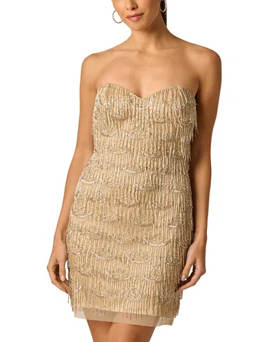 Adrianna By Adrianna Papell Beaded Strapless Mini Dress In Brown