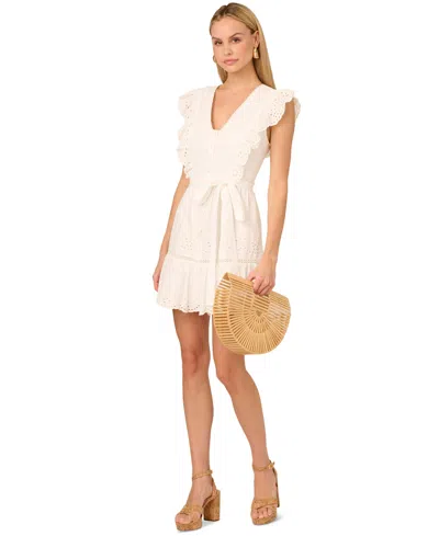 Adrianna By Adrianna Papell Women's Cotton Scalloped Eyelet Mini Dress