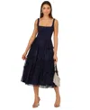 Adrianna By Adrianna Papell Women's Crepe And Lace Midi Dress In Blue