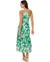 Adrianna By Adrianna Papell L Women's Printed One-shoulder Midi Dress In Green
