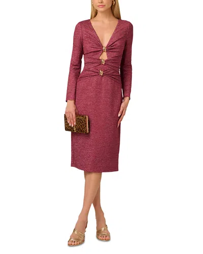 Adrianna By Adrianna Papell Metallic Knit Midi Dress In Burgundy