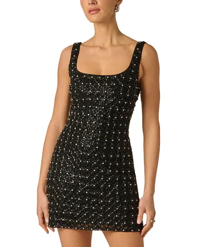 Adrianna By Adrianna Papell Piper Beaded Mini Dress In Black