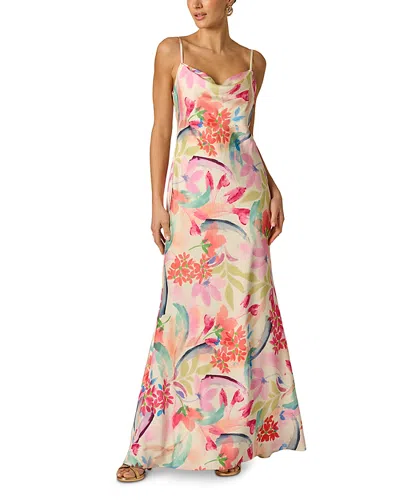 Adrianna By Adrianna Papell Sateen Bias Long Dress In Multi