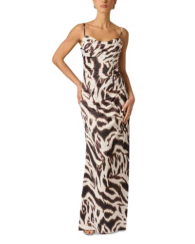 Adrianna By Adrianna Papell Satin Column Dress In Multi