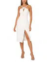 Adrianna By Adrianna Papell Stretch Crepe Halter Midi Dress In White