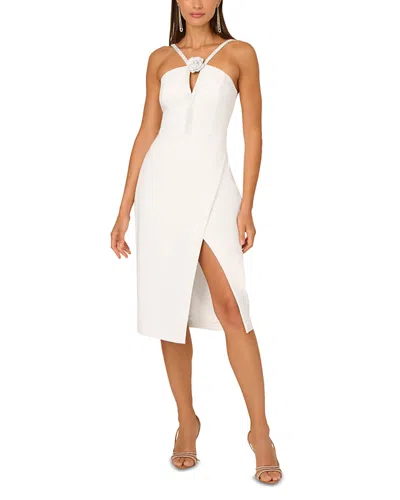 Adrianna By Adrianna Papell Stretch Crepe Halter Midi Dress In White