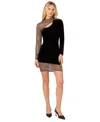 Adrianna By Adrianna Papell Women's Asymmetric Velvet And Mesh Sheath Dress In Black