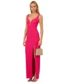 Adrianna By Adrianna Papell Women's Bead-trim Sweetheart-neck Sleeveless Gown In Geranium