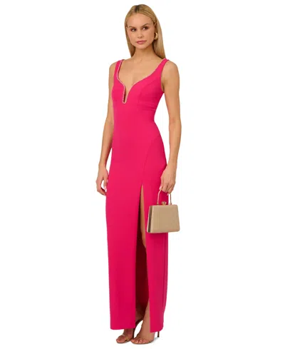 Adrianna By Adrianna Papell Women's Bead-trim Sweetheart-neck Sleeveless Gown In Geranium