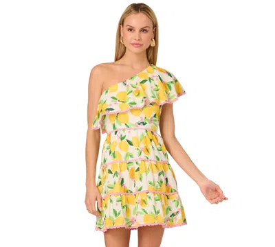 Adrianna By  Papell Women's Cotton Asymmetric Ruffle Dress