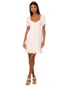 ADRIANNA BY ADRIANNA PAPELL WOMEN'S COTTON EYELET PUFF-SLEEVE FIT & FLARE DRESS