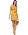 Adrianna By Adrianna Papell By Adrianna Papell Women's Cotton Printed O-ring Dress In Yellow