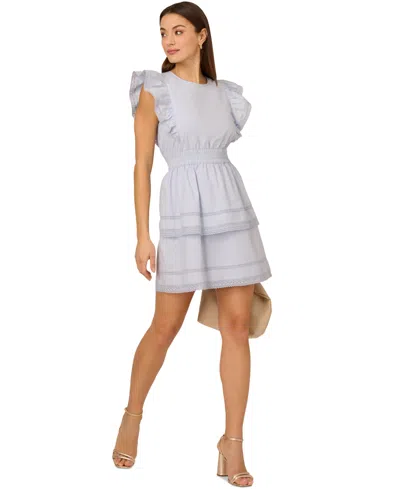 Adrianna By Adrianna Papell Women's Cotton Tiered Mini Dress In Chmbry Blu