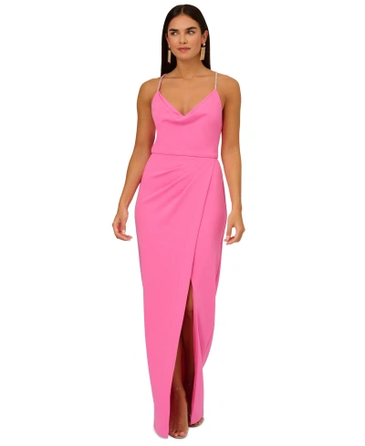 Adrianna By Adrianna Papell Women's Cowlneck Sleeveless Gown In Pink
