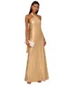 Adrianna By Adrianna Papell Women's Folied-chiffon Halter Gown In Light Gold