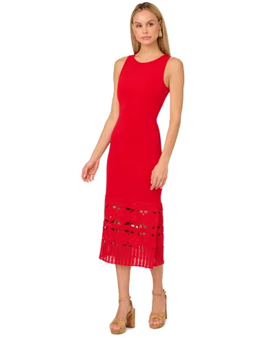 Adrianna By  Papell Women's Knit Crochet Sleeveless Midi Dress