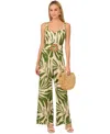 Adrianna By Adrianna Papell Women's Palm-print Wide-leg Jumpsuit In Green