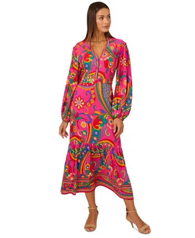 Adrianna By Adrianna Papell Women's Printed Midi Dress In Pink Multi