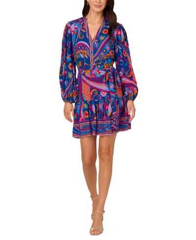 Adrianna By Adrianna Papell Women's Printed Shirtdress In Blue Multi