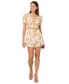 Adrianna By Adrianna Papell Women's Puff-sleeve Belted Romper In Multi