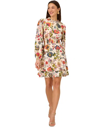 Adrianna By Adrianna Papell Women's Ruffled Floral Fit & Flare Dress In Ivory Multi