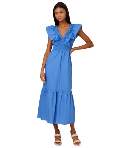 Adrianna By Adrianna Papell Women's Ruffled Maxi Dress In Cool Water