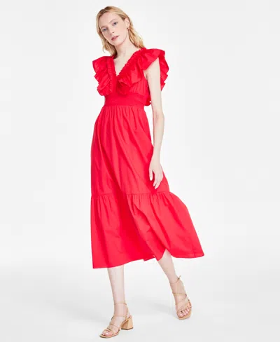 Adrianna By Adrianna Papell Women's Ruffled Maxi Dress In Scarlett