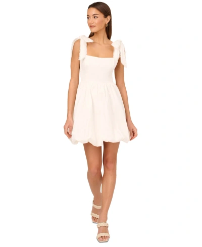 Adrianna By Adrianna Papell Women's Tie-shoulder Bubble Dress In White