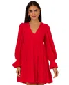 Adrianna By Adrianna Papell Women's Tiered Trapeze Solid Dress In Scarlet