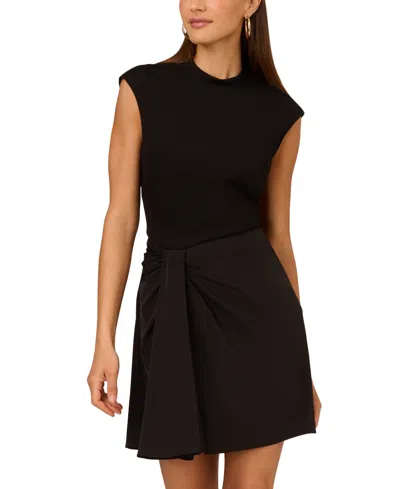 Adrianna By Adrianna Papell Women's Twisted Fit & Flare Dress In Black