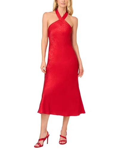 Adrianna Eve Foil Woven Midi Dress In Red