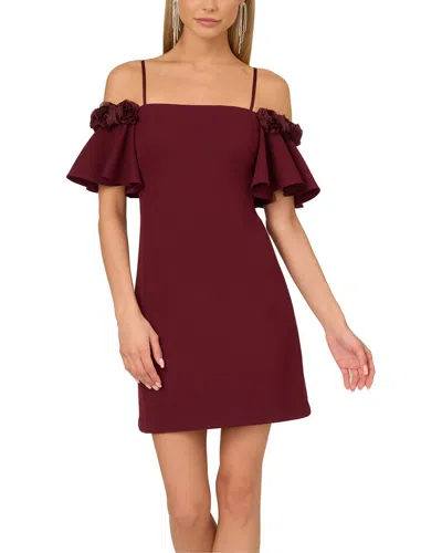 Adrianna Eve Knit Crepe Cocktail Dress In Red