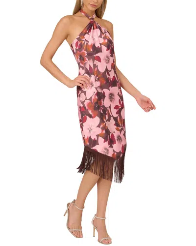 Adrianna Eve Satin Halter Sheath Dress In Pink
