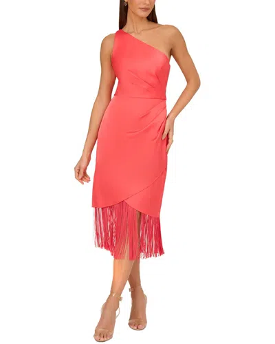 Adrianna Eve Satin Midi Dress In Coral
