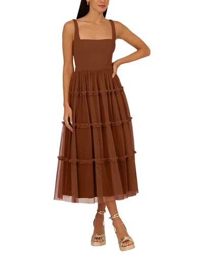 Adrianna Eve Solid Midi Dress In Brown