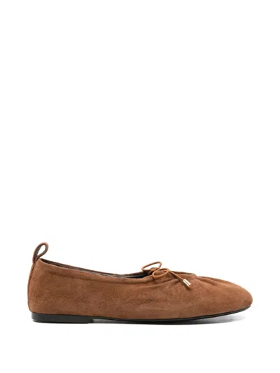 Adrianna Feretti Bow-detail Suede Ballet Flats In Brown