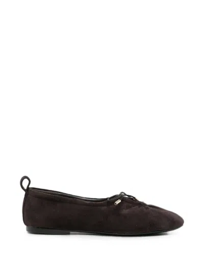 Adrianna Feretti Bow-detail Suede Ballet Flats In Brown
