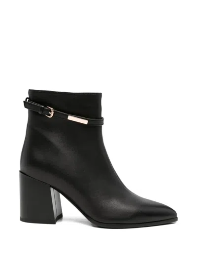 Adrianna Feretti Buckle-detail Pointed-toe Ankle Boots In Black